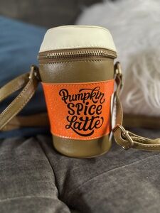 *~* 🎃☕️ NEW with TAGS PUMPKIN SPiCE LATTE Glitter Cup PURSE *~* Crossbody